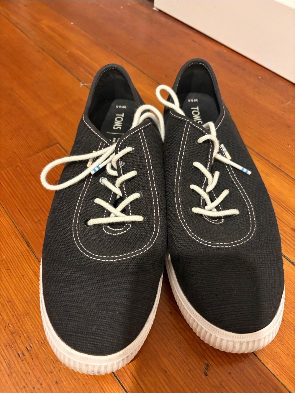 TOMS Black Canvas Lace-Up Sneakers